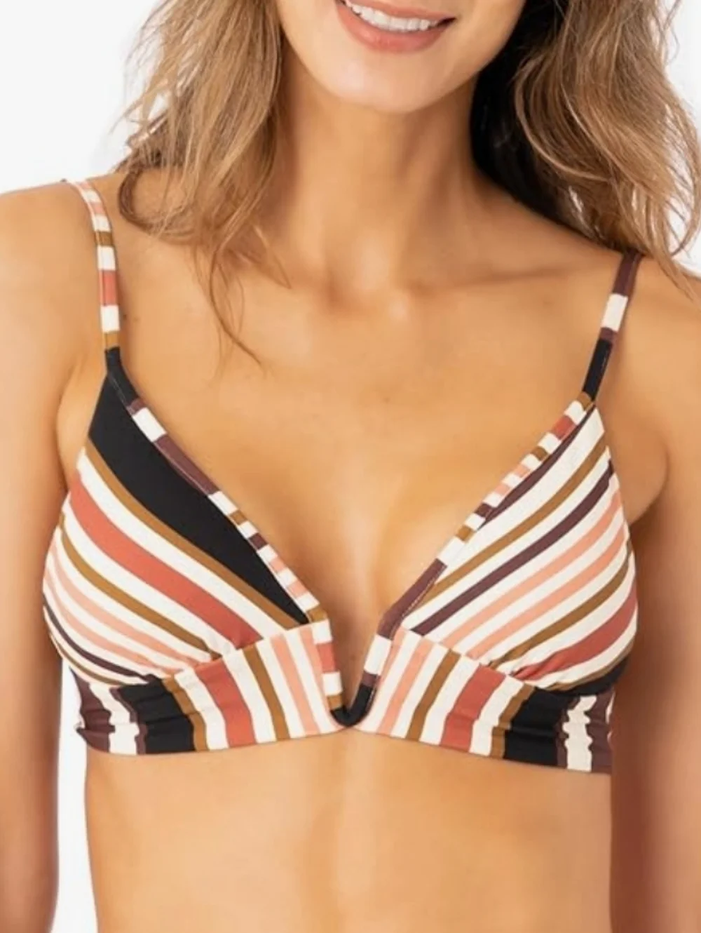 Maaji Burgundy Barcode Parade Reversible Triangle Bikini Swim Top L